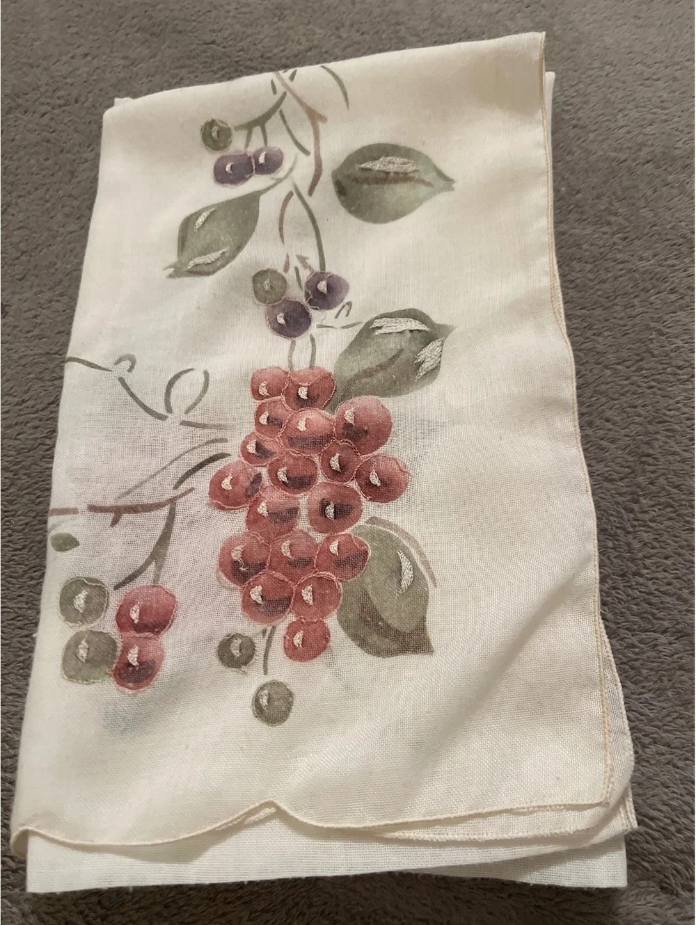 Lot of 2 vintage linen Grape Vine curtains